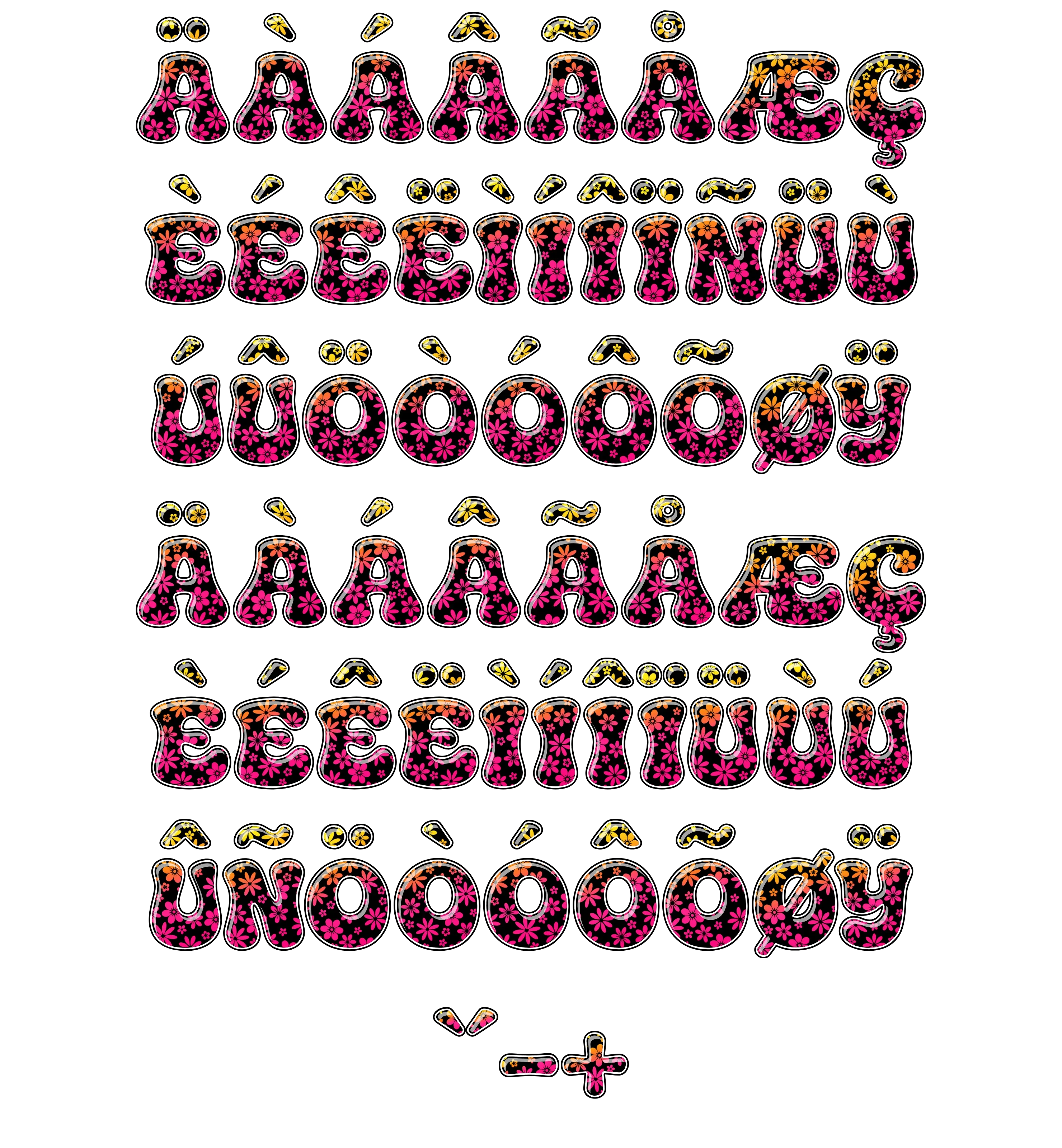 Extended Glyphs & Punctuation (EU Characters, Specials, Symbols) for CS-70s-Flowers-1