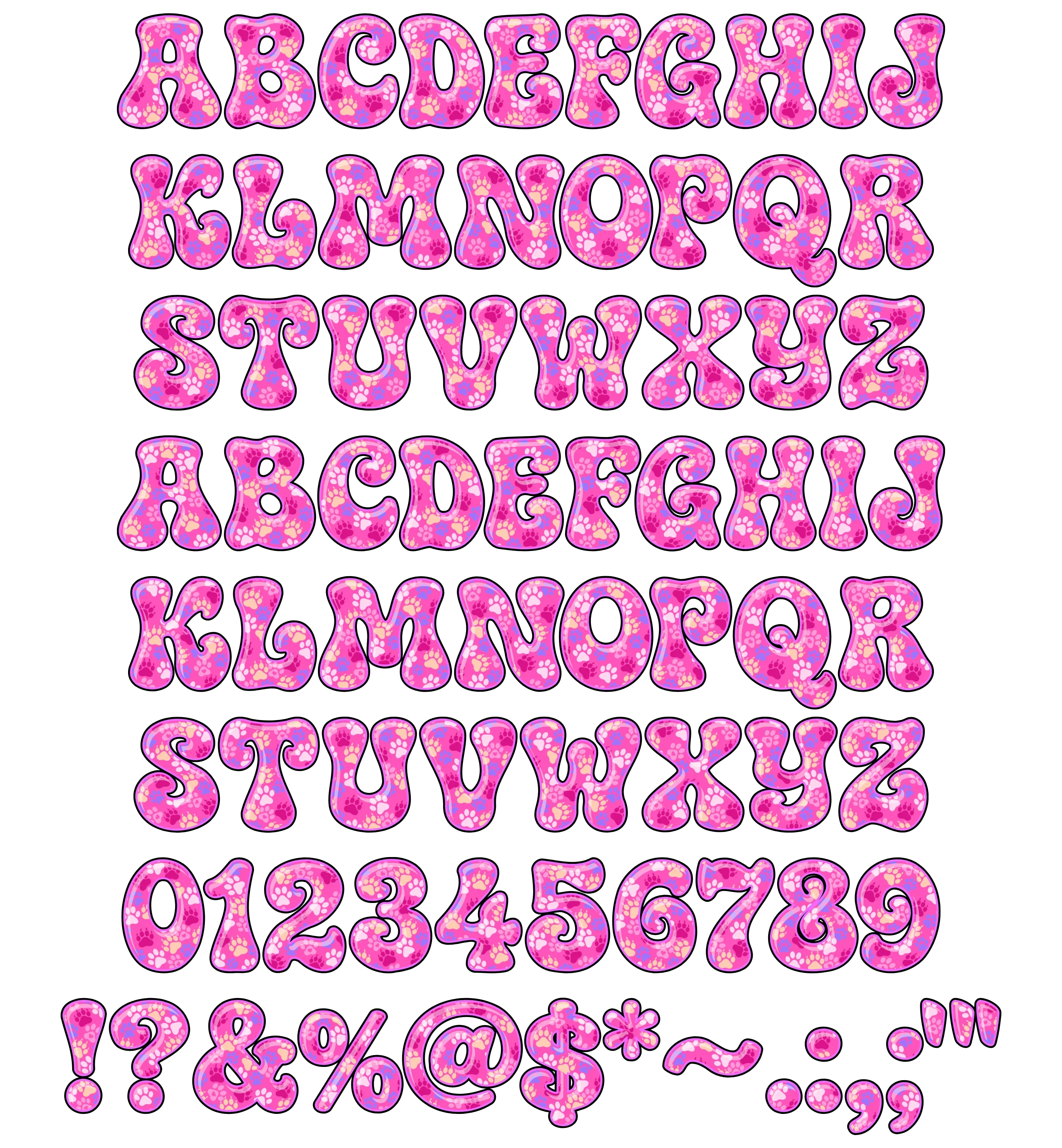 Latin Alphabet & Numbers (A-Z, a-z, 0-9) for CS-Doodle-Paws-1