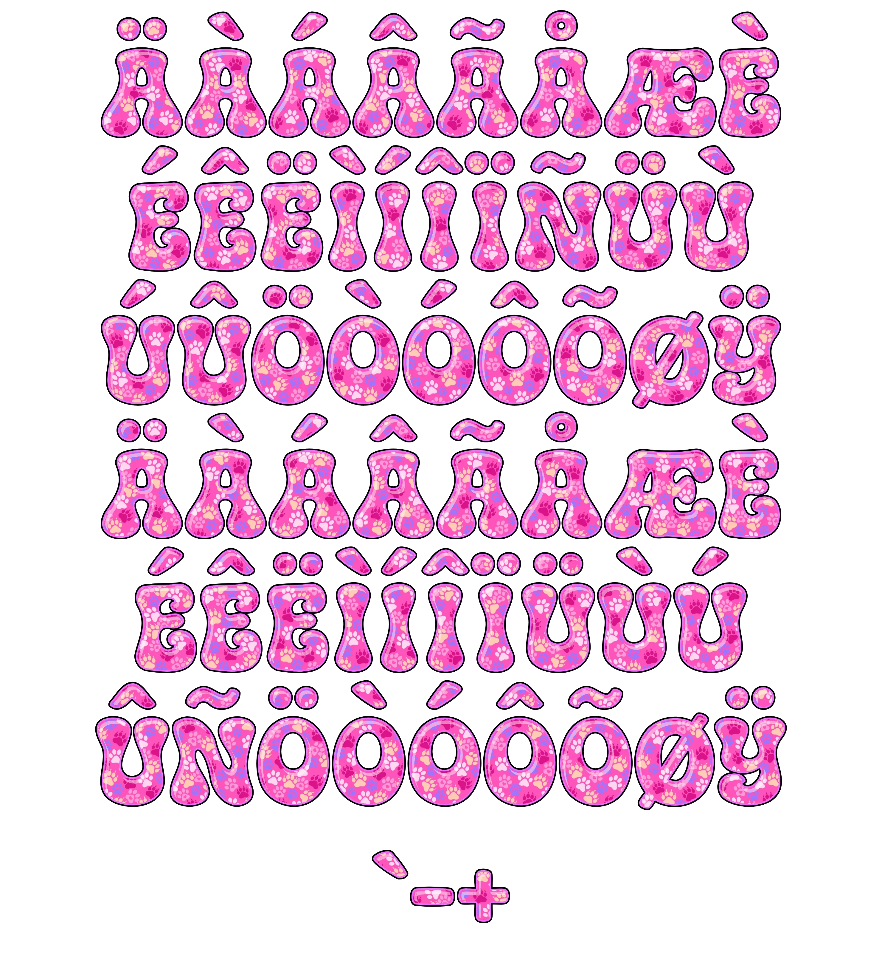 Extended Glyphs & Punctuation (EU Characters, Specials, Symbols) for CS-Doodle-Paws-1