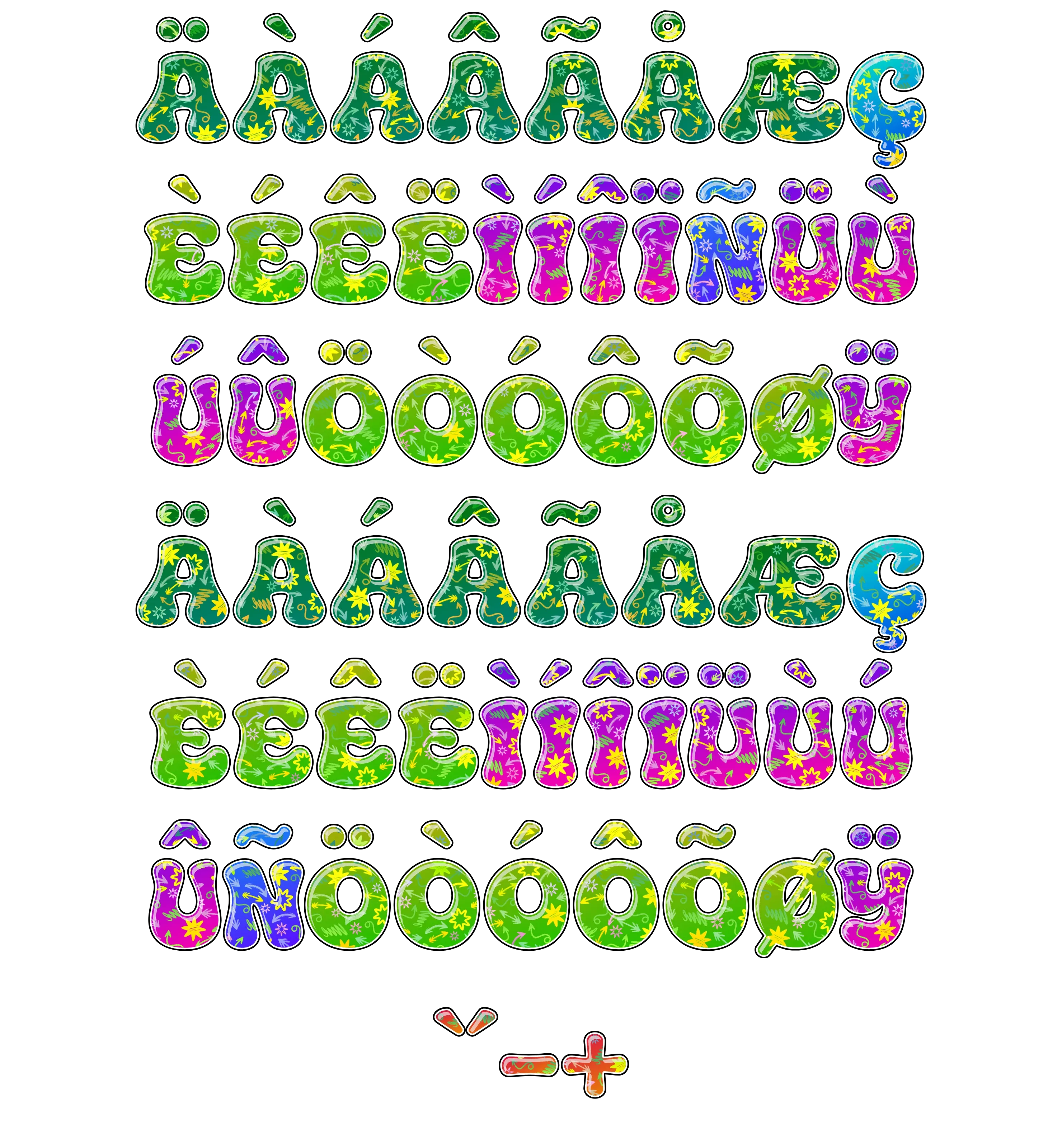 Extended Glyphs & Punctuation (EU Characters, Specials, Symbols) for CS-Doodle-Pop-01