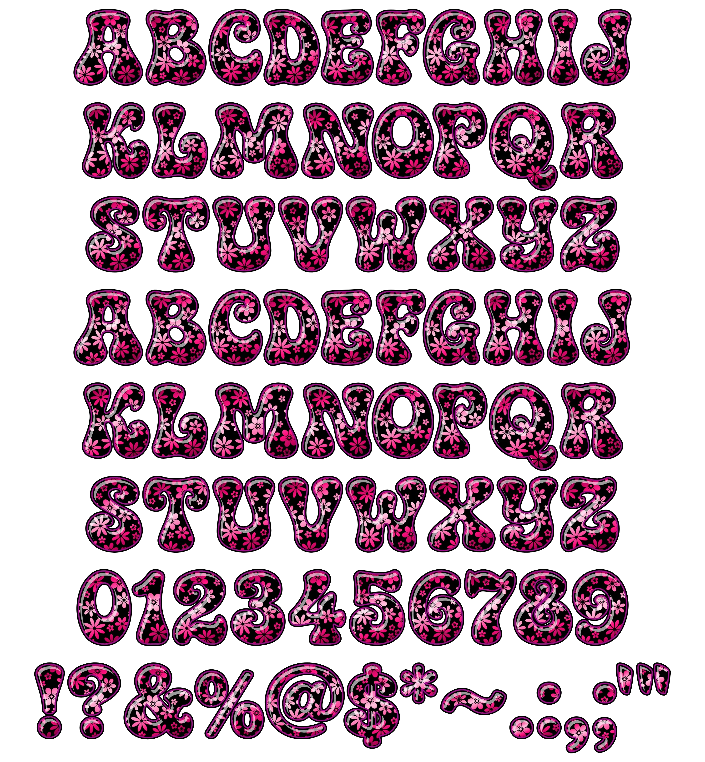 Latin Alphabet & Numbers (A-Z, a-z, 0-9) for CS-Flowerpower-03