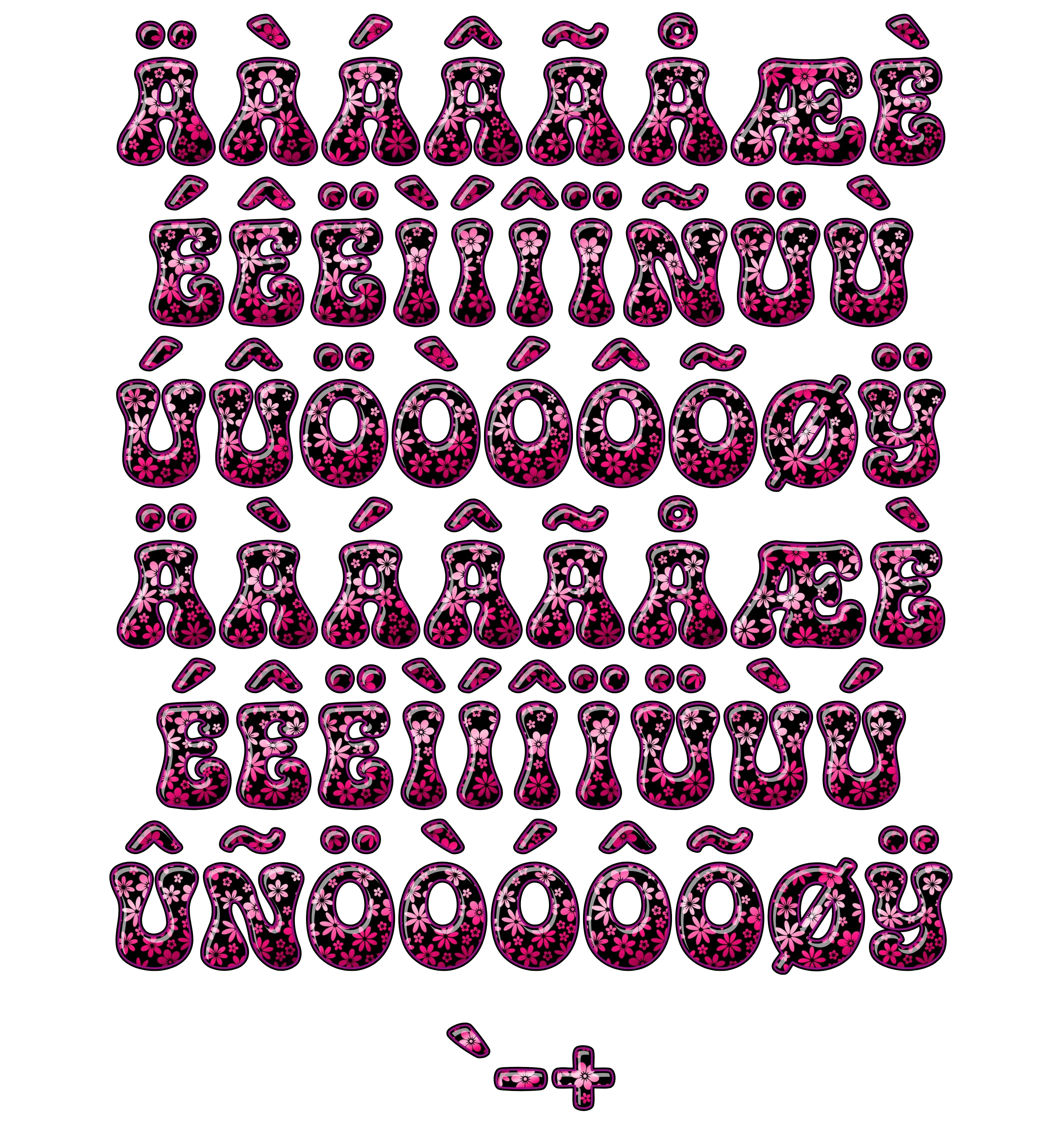 Extended Glyphs & Punctuation (EU Characters, Specials, Symbols) for CS-Flowerpower-03