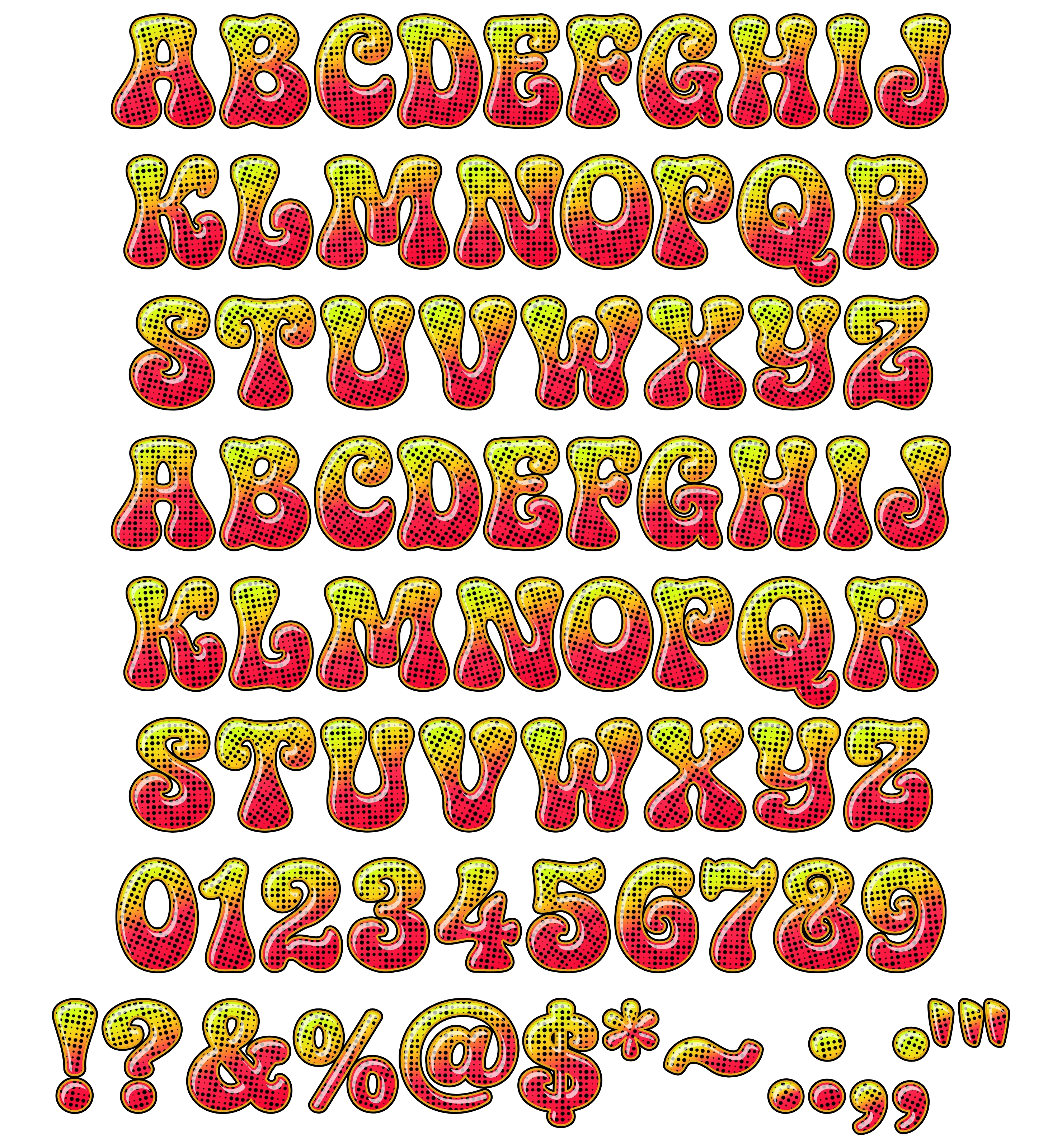 Latin Alphabet & Numbers (A-Z, a-z, 0-9) for CS-Halftone-Dots-1