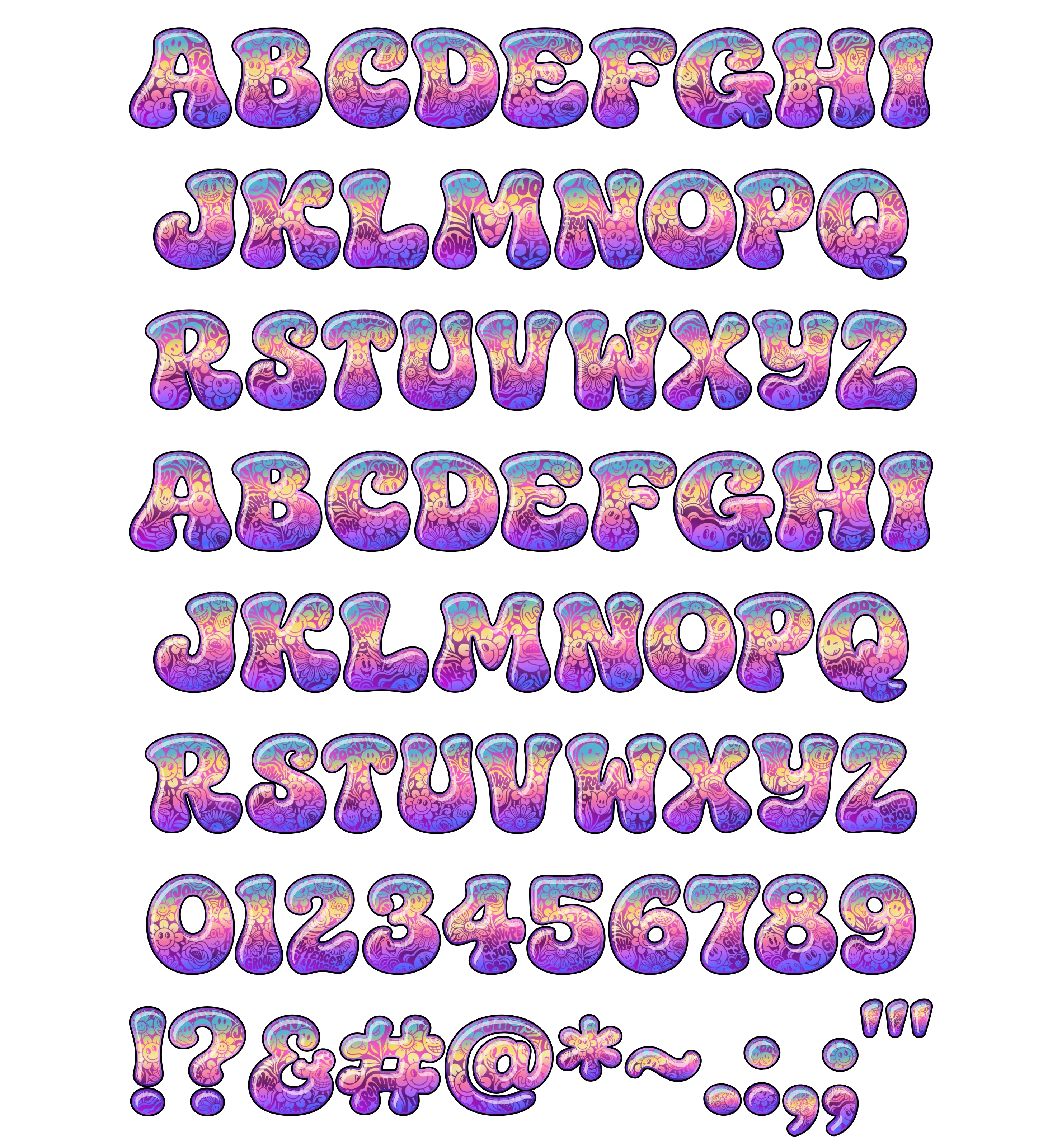 Latin Alphabet & Numbers (A-Z, a-z, 0-9) for CS-Iridiant-Doodles-1