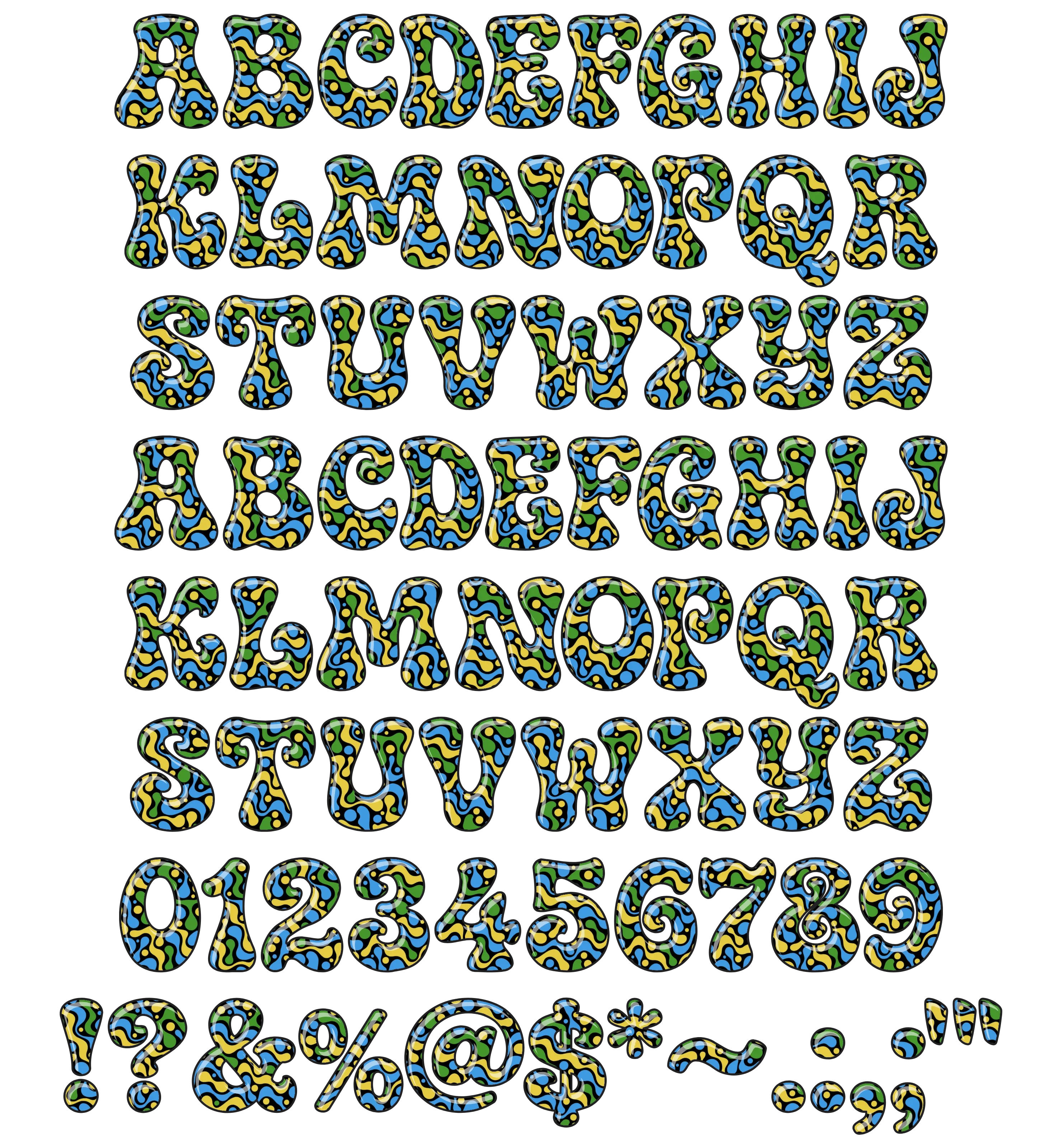 Latin Alphabet & Numbers (A-Z, a-z, 0-9) for CS-Psychedelic-01
