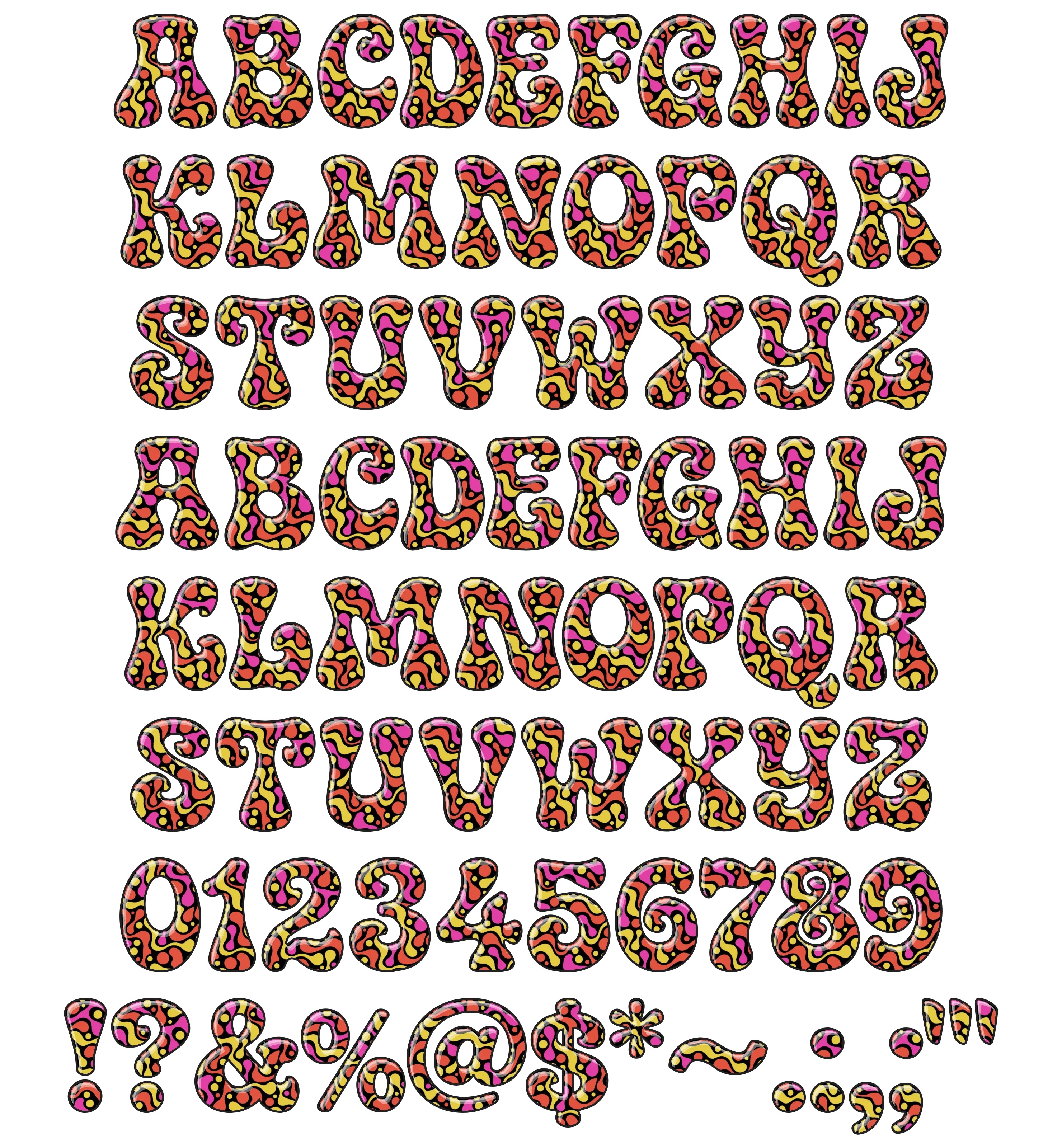 Latin Alphabet & Numbers (A-Z, a-z, 0-9) for CS-Psychedelic-02